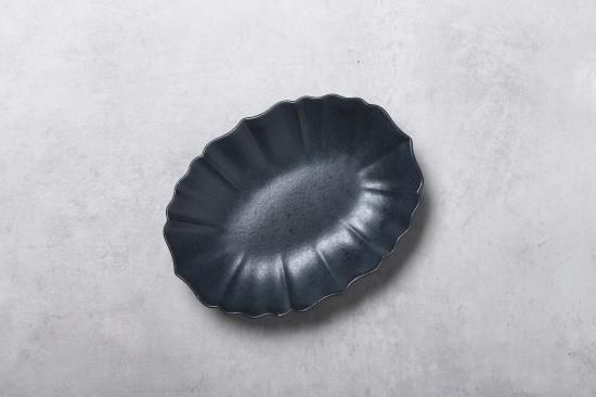 稜花 楕円皿 18cm 【 墨色 】 - 08felice
