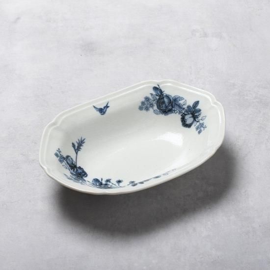   ブルーフラワー 楕円大皿 Blue Rose ブルーローズ 楕円鉢 ボウル - 08felice