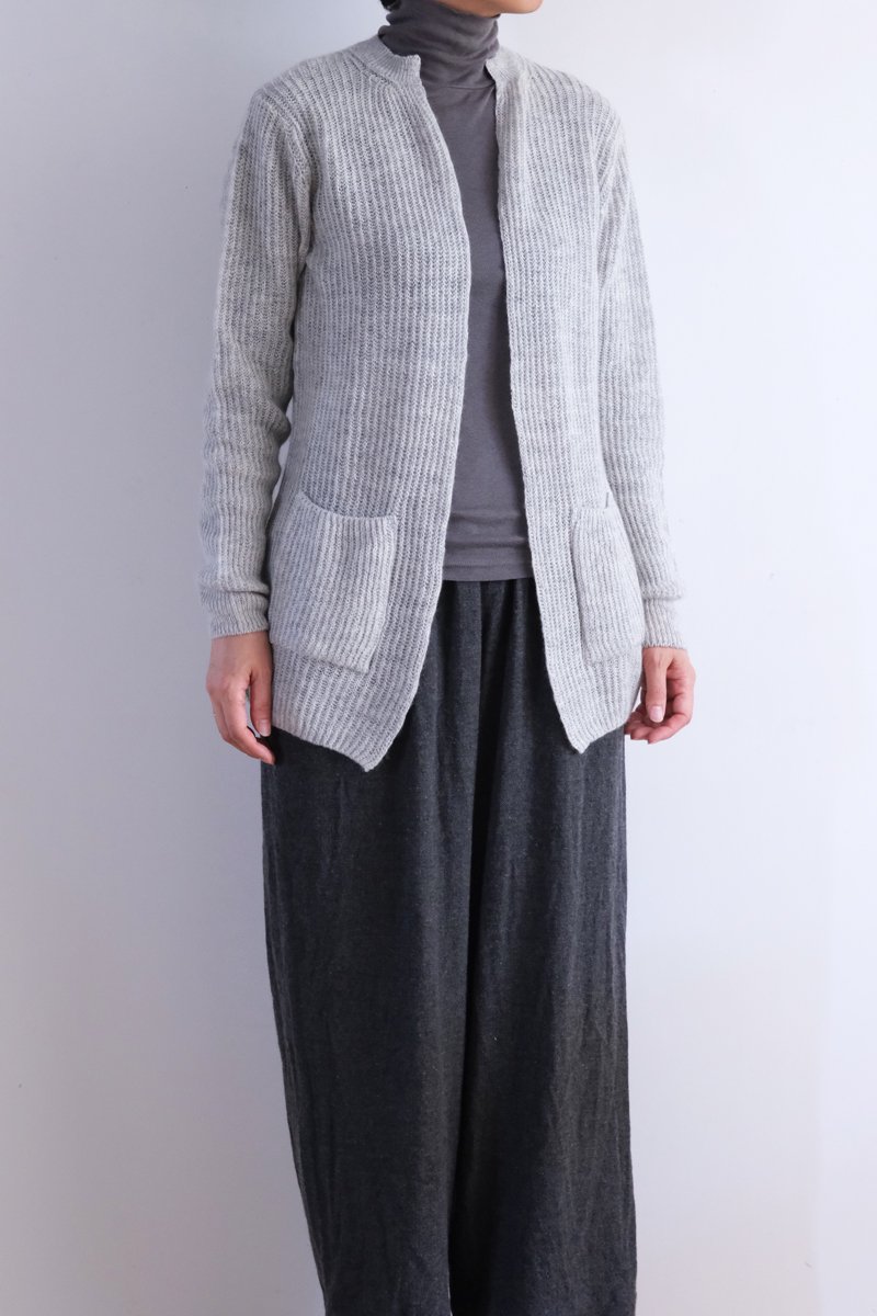 Linen cashmere Buttonless long cardigan｜li.gray