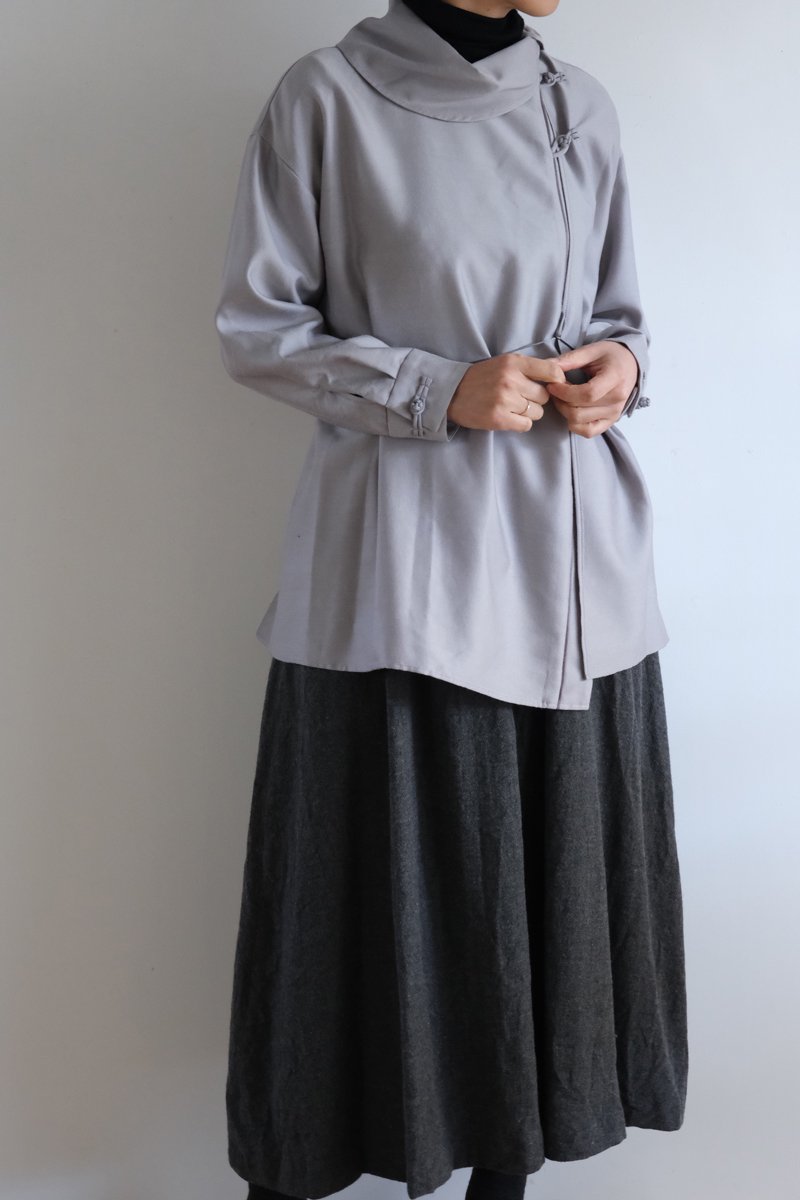 チャイナカルゼ　Asian blouse｜mat gray