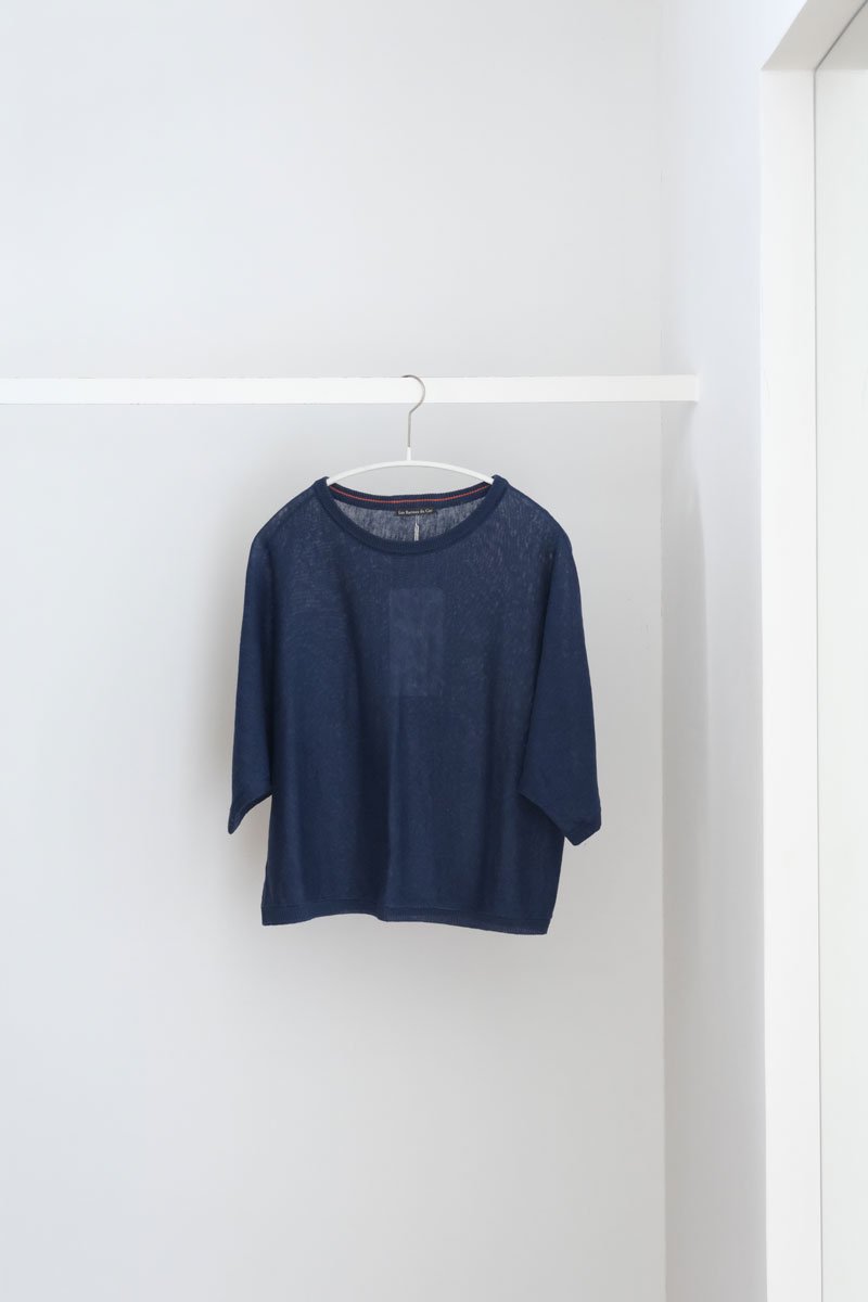 Linen Jersey Wide Sweater｜blue