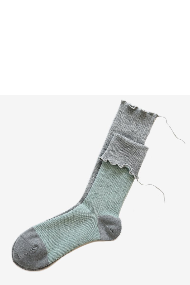 medical wool socks｜light gray/mint 