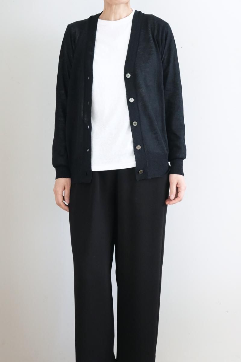 Fine linen silk V-neck Cardiganblack