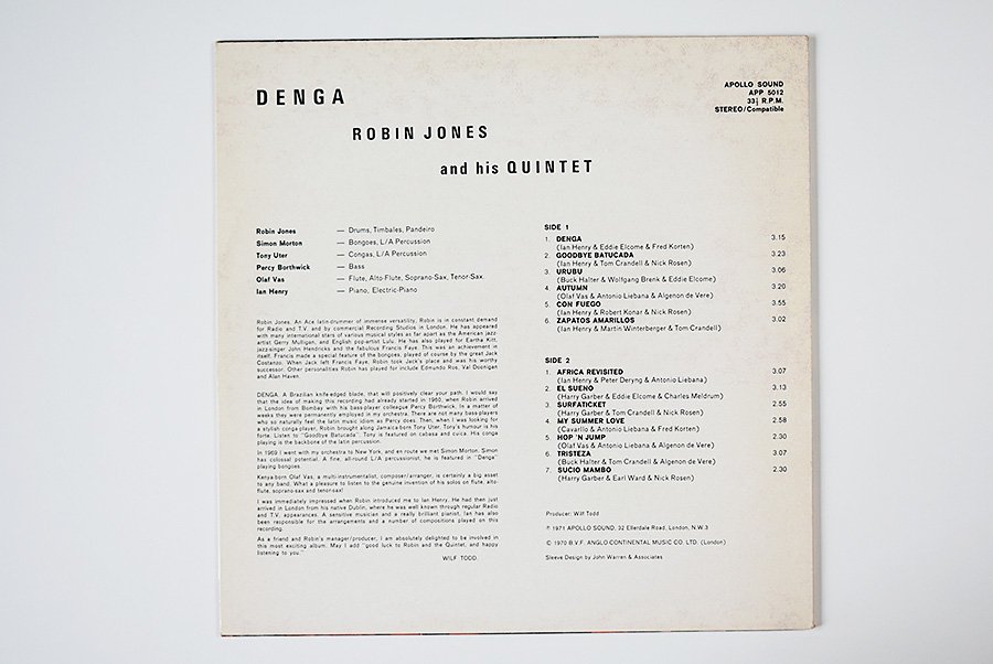 Robin Jones And His Quintet / Denga / ロビン・ジョーンズ 