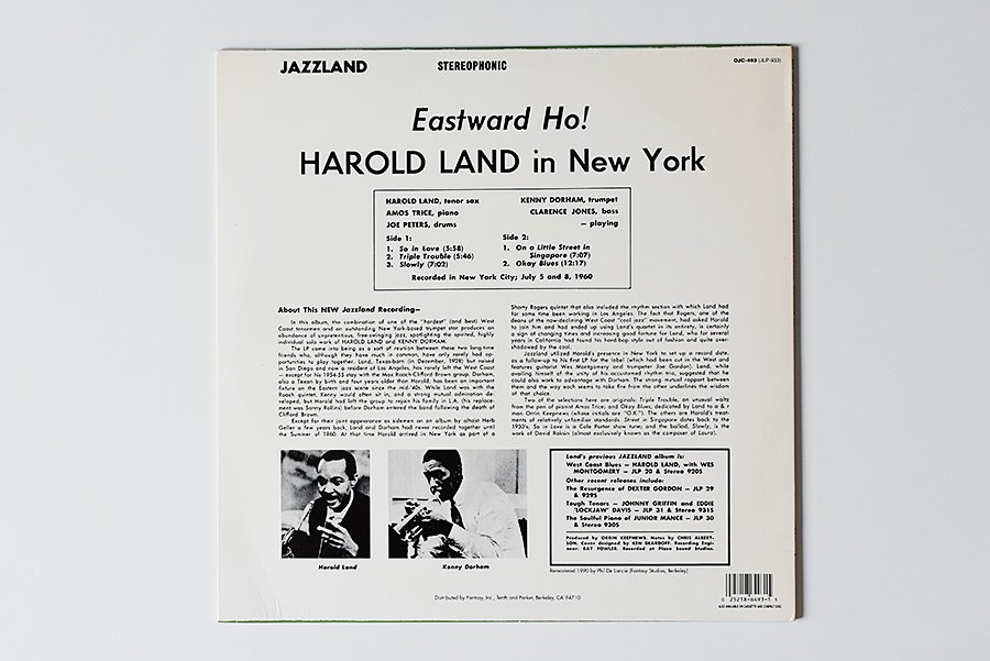Harold Land In New York With Kenny Dorham / Eastward Ho! 中古