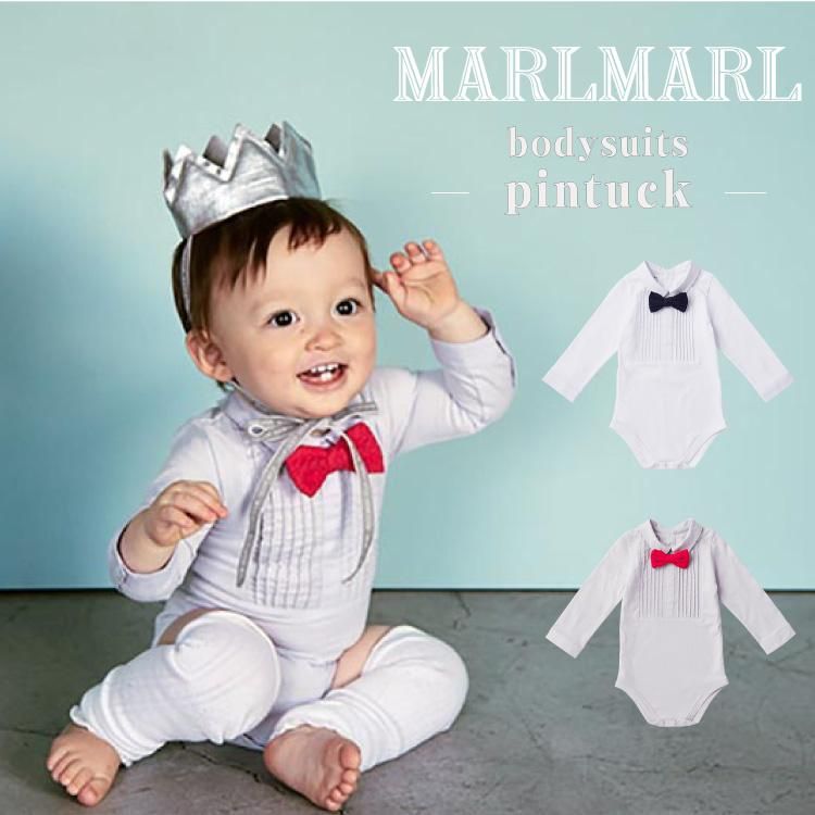 マールマール ボディスーツ MARLMARL bodysuits ピンタック pintuck ロンパース 蝶ネクタイ ベビー服 男の子 出産祝い  ギフト - 【公式】 Litakara baby トップページ