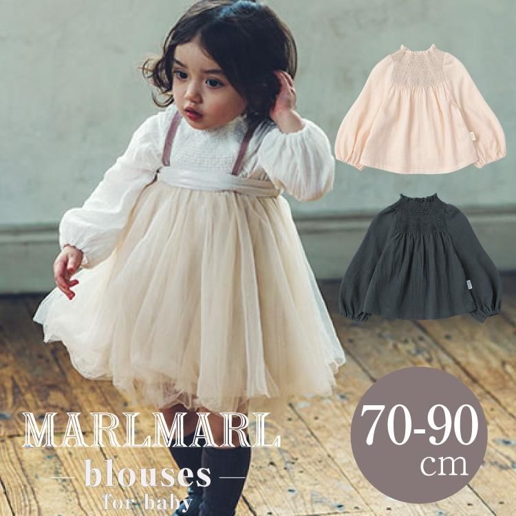 ޡޡ ֥饦 MARLMARL blouses 㡼 70-90cm ȥåץ ĹĴǽ ĹȤ лˤ ٥ӡ λ 2021   åԥ̵