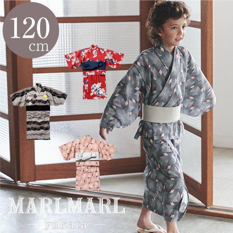 マールマール 浴衣 男の子 女の子 セパレート 作り帯 MARLMARL yukata 誕生日 お祝い ギフト キッズ 夏服 夏祭り きょうだい お揃い 可能 120cm 2022SS