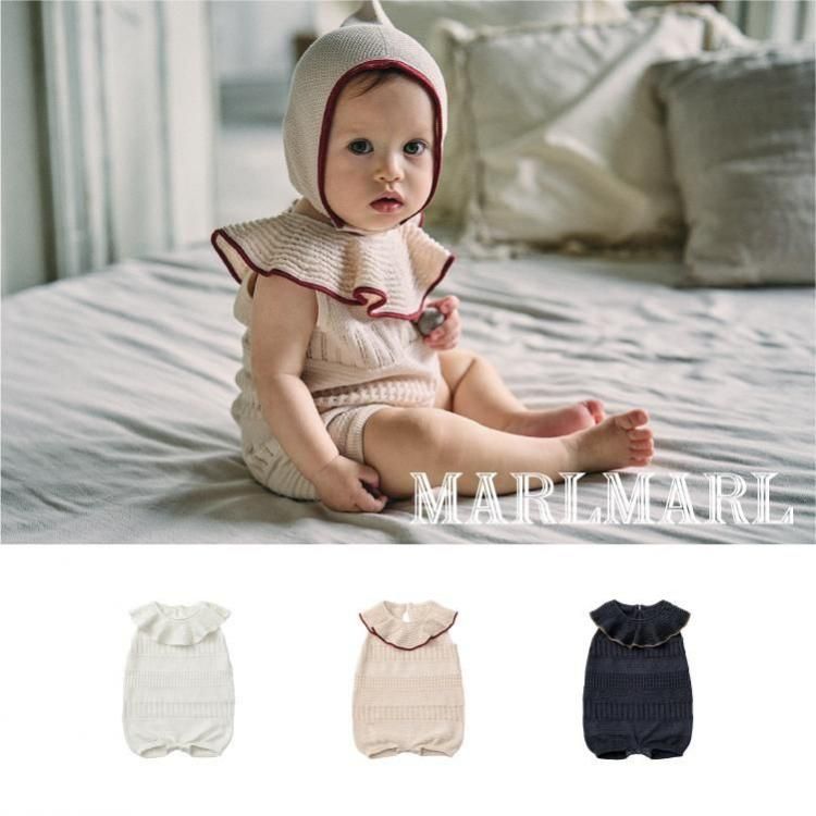 ޡޡ ˥åȥեѡ knit frill rompers MARLMARL λ ˤλ ѡ ٥ӡ лˤ л 70-80 ץ쥼 ι  2025SS