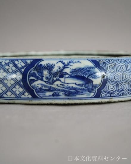 An inscribed blue and white 'figural' vase, Qing dynasty