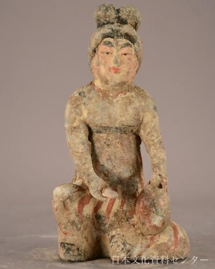 中国唐時代人物彫刻(楽器を演奏する仕女) 工芸品