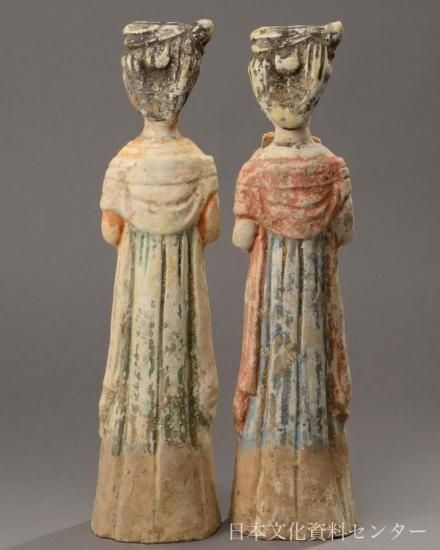 黄釉加彩奏楽女子俑(排簫・隋) 株式会社 日本文化資料センター