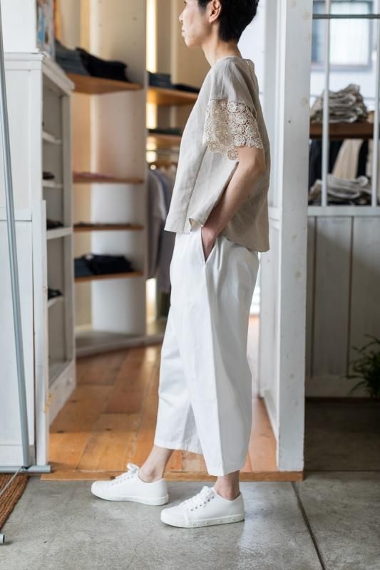 COTTON TWILL “PEONY“ EMBROIDERY HAKAMA BALLOON PANTS(M Black