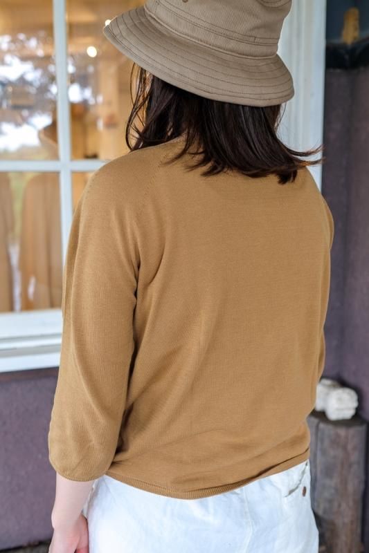 F/style エフスタイル ホールガーメントの綿ニット 七分袖