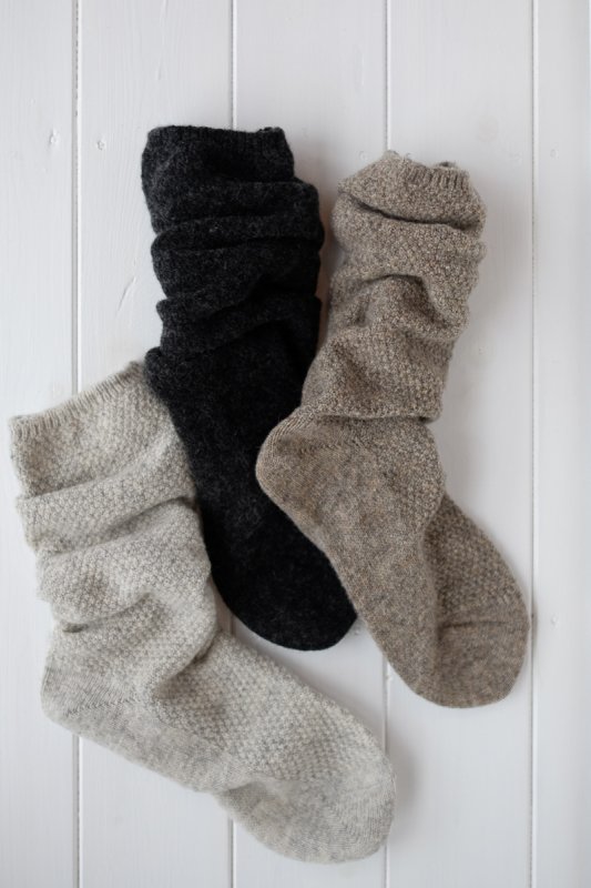 evam eva wool cashmere moss stitch socks