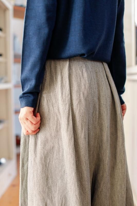 最旬ダウン ゴーシュ リネンコットンカルゼ タックキュロットパンツ パンツ
