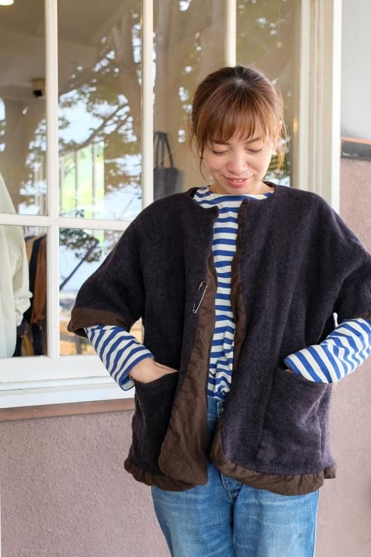 ヴェリテクール トラペーズライン ショートコート ウールコート ダブル