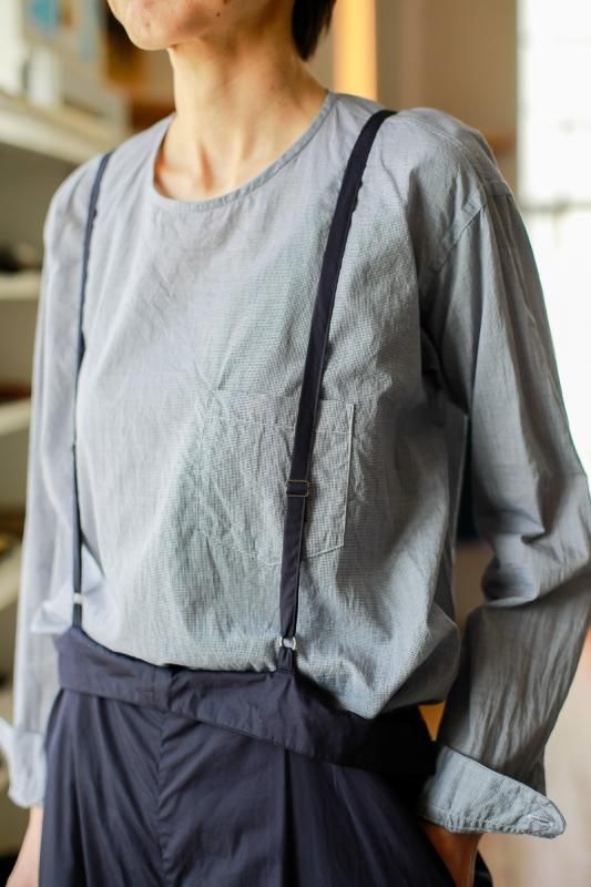 【楽天カード分割】 チェックブロード ゴーシュ ノーカラーシャツ RUSTIC + SUSCON - トップス