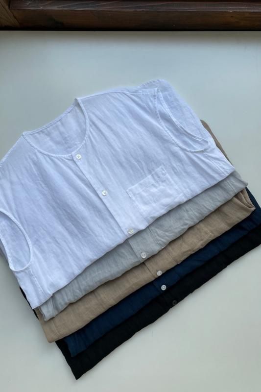 ゴーシュ 80/1リネン フレンチスリーブシャツ - SUSCON + RUSTIC