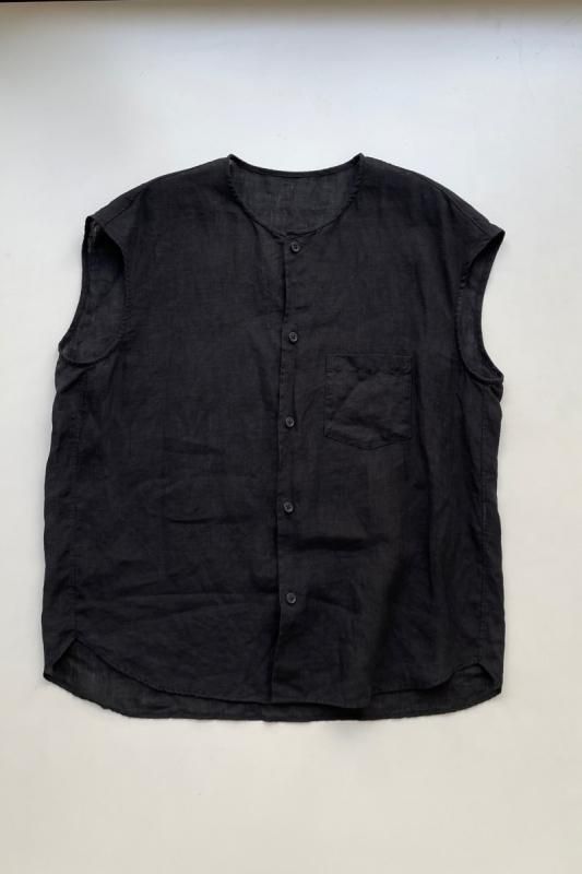 2021 ゴーシュ 80/1 リネン フレンチスリーブ シャツ 2 ブラウス 麻 ゴーシュ 80/1リネン フレンチスリーブシャツ - SUSCON + RUSTIC