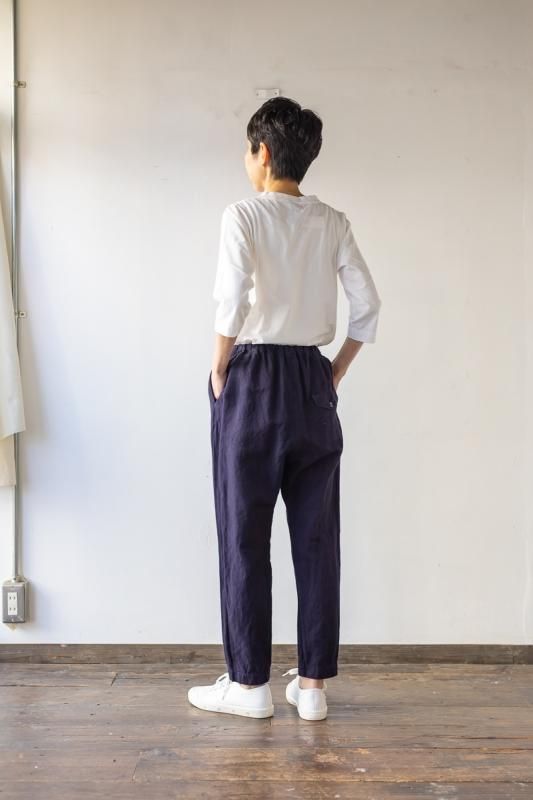 ゴーシュ　テーパードリネンタックパンツ　ベージュ ゴーシュ ブラウンリネン タックテーパードパンツ – SUSCON