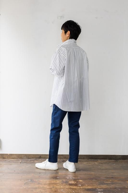 yuni ストライプシャツ ブルー（ストライプチュニックシャツ