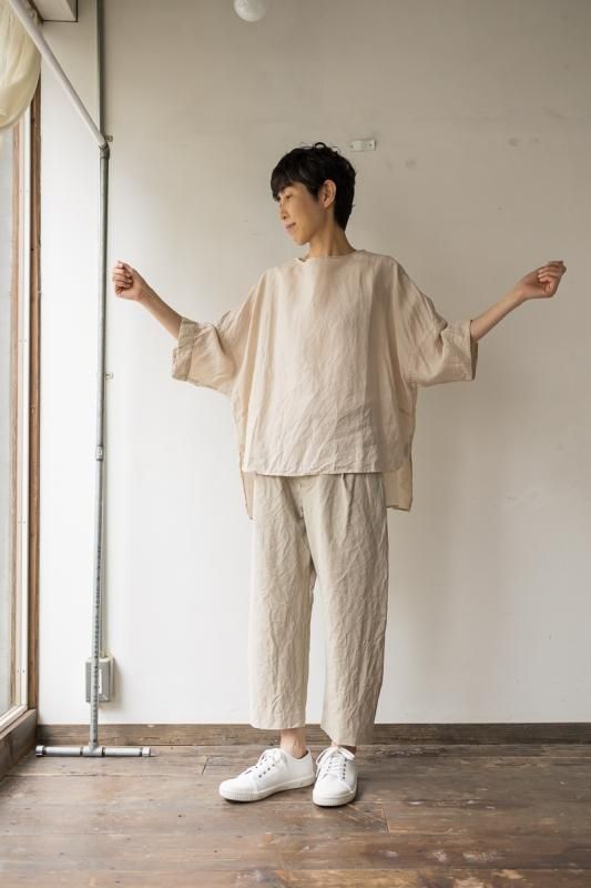 koton　オーガニックリネンease五分袖シャツ　Beige koton オーガニックリネンease 5分袖シャツ - SUSCON + RUSTIC