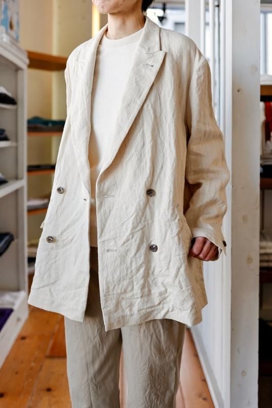 ゴーシュ ヘンプツイルダブルブレストジャケット ブラック nicholson&nicholson｜コットン ダブルサテン ダブルブレスト