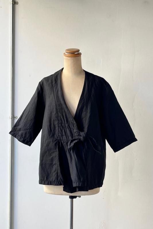 買蔵楽天 リネンバイオ フロントギャザー6分袖BLJK caxa.mx