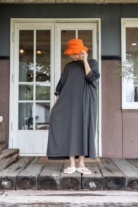 UNIVERSAL TISSU USAコットン リネンコンポギャザースリーブワンピース