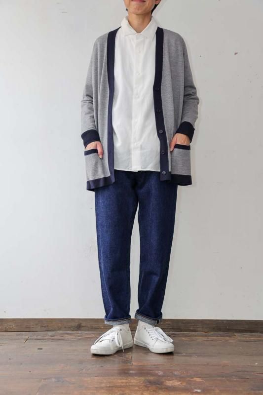 JOHN SMEDLEY グレー Vネックカーディガン S JOHN SMEDLEY (ジョンスメドレー) BRYN V-NECK CARDIGAN EASY