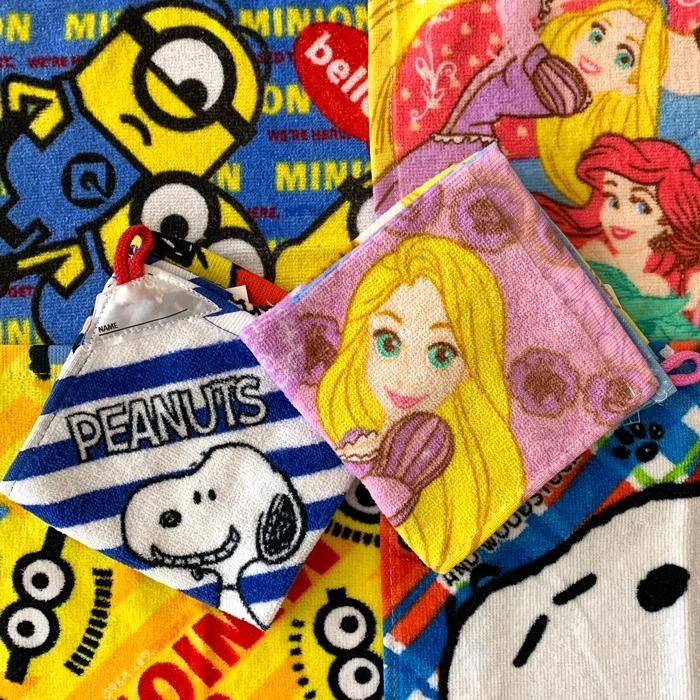 まとめ買いがお得 キッズ用ループ付タオル ディズニープリンセス スヌーピー ミニオンズ 眠りの専門店わたしんオンラインショップ