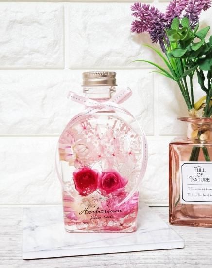 ꫛꫀꪝ♪ ◆ハーバリウム 172  ダークピンクのバラの大人ボトル*.:。 ꫛꫀꪝ♪ ◇ハーバリウム 172 ダークピンクのバラの大人ボトル*.:。