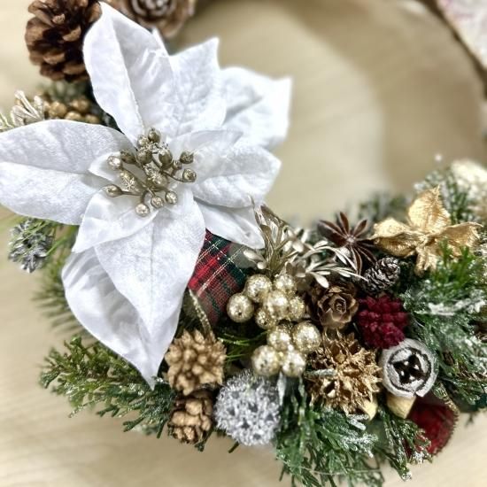 クリスマス Christmas Xmas ハーフムーン リース ホワイト クリスマス Christmas Xmas ハーフムーン リース ホワイト