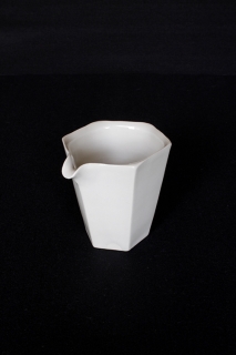 【田中正生】織部　面取片口　益子焼　共箱、栞、黄布 田中正生】織部 面取片口 益子焼 共箱、栞、黄布