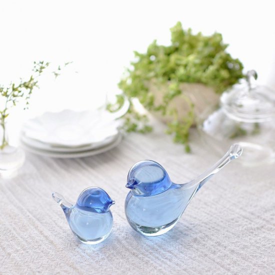 幸せの蒼いとりさん 大 庵治石ガラス 瀬戸内ブルー Aji Glass 香川県 Rie Glass Garden Japanbluecraft 日本の 青 を暮らしに オンラインショップ