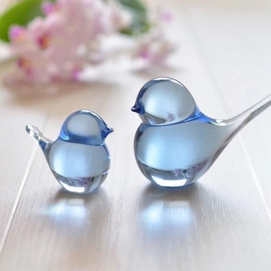 幸せの蒼いとりさん 大 庵治石ガラス/瀬戸内ブルー/Aji Glass【香川県/Rie Glass Garden】
