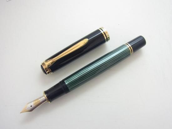 ［アジフライ］ペリカン M800 グリーン ストライプ　F(細字) Pelikan（筆記具） Pelikan ペリカン 万年筆 スーベレーン M800