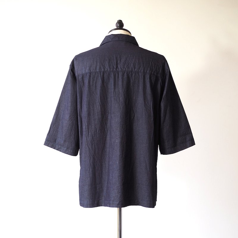 MANUAL ALPHABET / MILITARY DENIM SHORT SLEEVE SHIRT - Select Shop