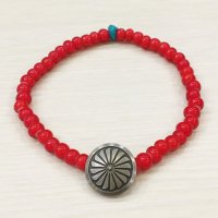 Button Works ボタンワークスRED4  ビーズ ブレスレット コンチョ ブレスレット White Hearts Concho Bracelet 通販