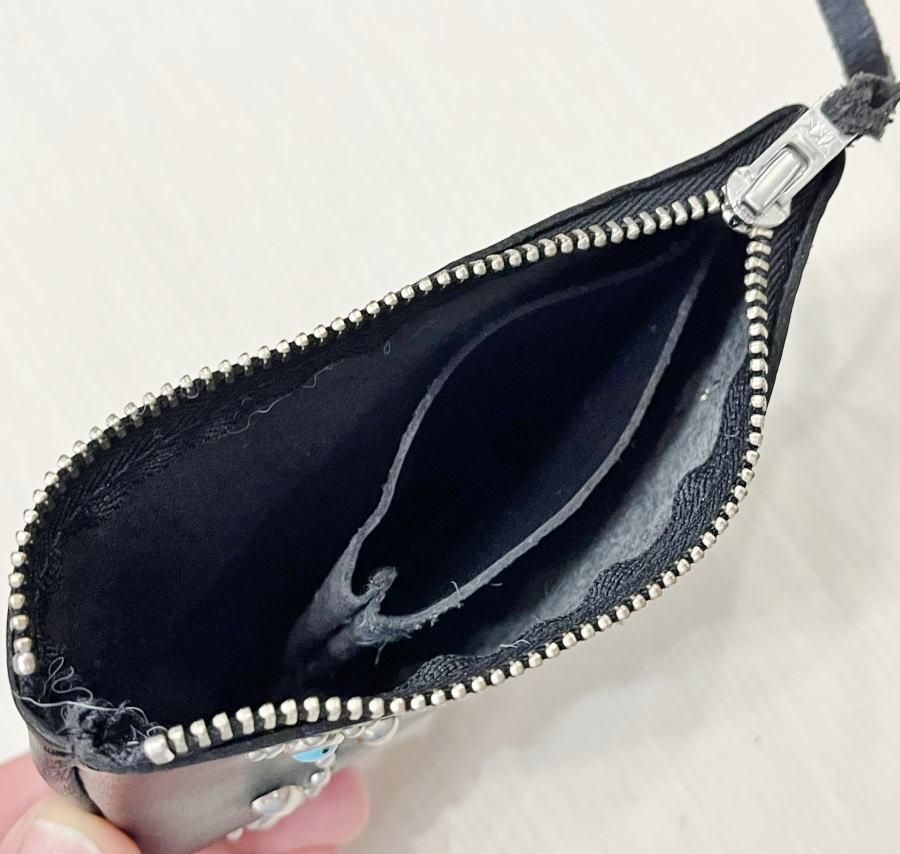 HTC財布 ウォレット ブラック フラワースタッズ ターコイズ HTC財布 ウォレット ブラック フラワースタッズ ターコイズ