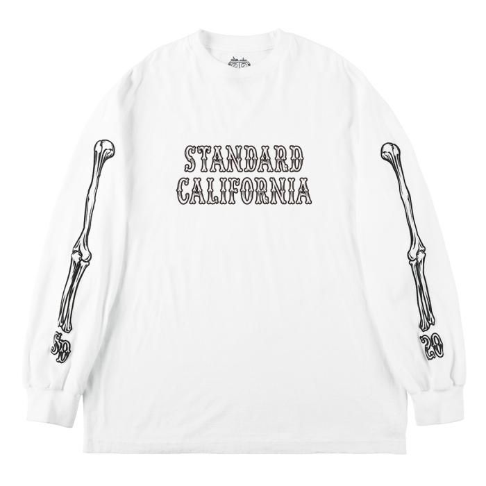 スタンダードカリフォルニア×アナザーヘブン ロングスリーブ Tシャツ 白 ANOTHER HEAVEN×STANDARD CALIFORNIA  Bones Logo Long Sleeve T - ウルフローブ/WOLFROBE online store