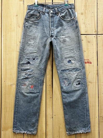 刺し子 リペアカスタム リーバイス501 古着 LEVIS501 90S MADE 刺し子 リペアカスタム リーバイス501 古着 LEVIS501 90S MADE