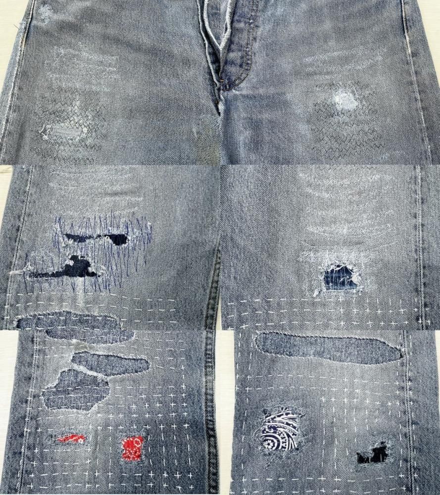 刺し子 リペアカスタム リーバイス501 古着 LEVIS501 90S MADE
