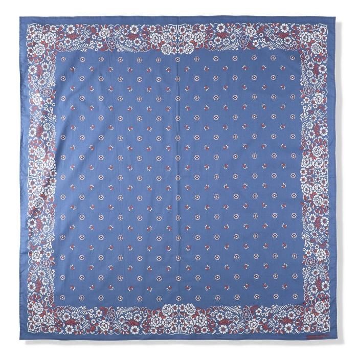 45R☆カシミアフロートのバンダナ風呂敷＊ビックストール/ネイビー×茶♪ 45R☆カシミアフロートのバンダナ風呂敷＊ビックストール