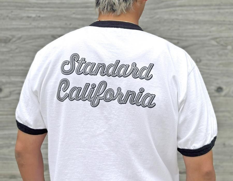 スタンダードカリフォルニア ホワイト×ブラック リンガーTシャツ