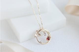 Ponte 花形ペンダントネックレス 桜 ペンダント ネックレス レディース K10 ゴールド ダイヤモンド 0.02