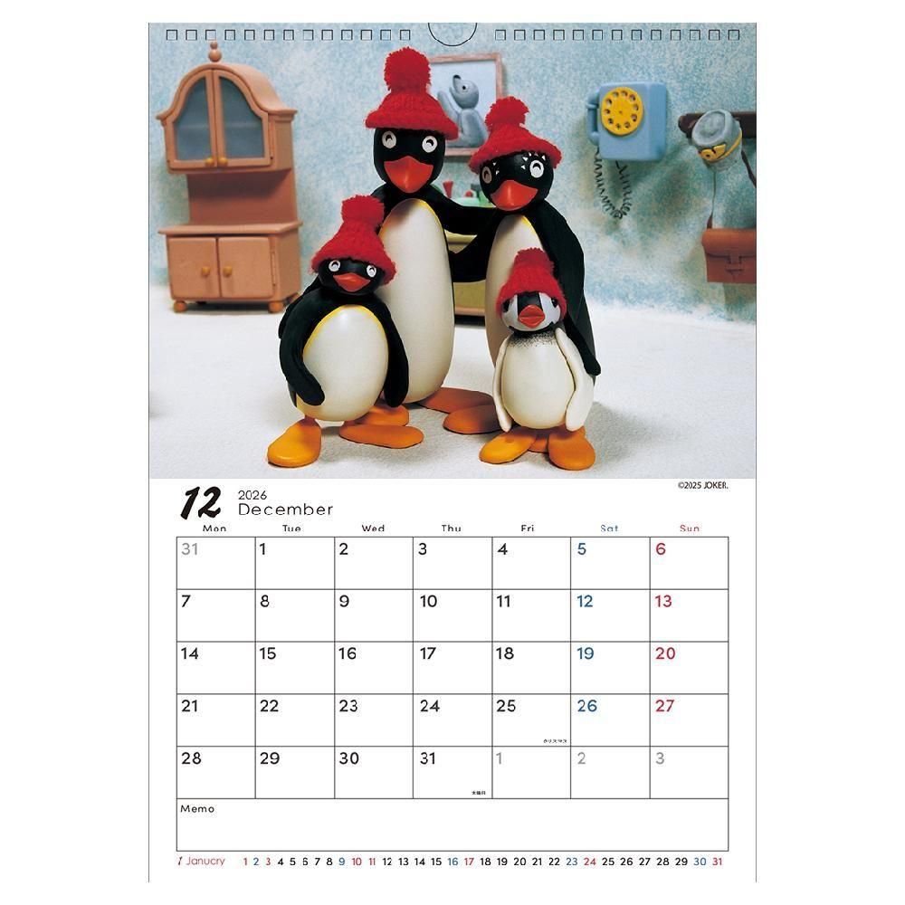 ピングー <img class='new_mark_img1' src='https://img.shop-pro.jp/img/new/icons11.gif' style='border:none;display:inline;margin:0px;padding:0px;width:auto;' />【予約・12月中旬頃の出荷】2026 ウォールカレンダー PG