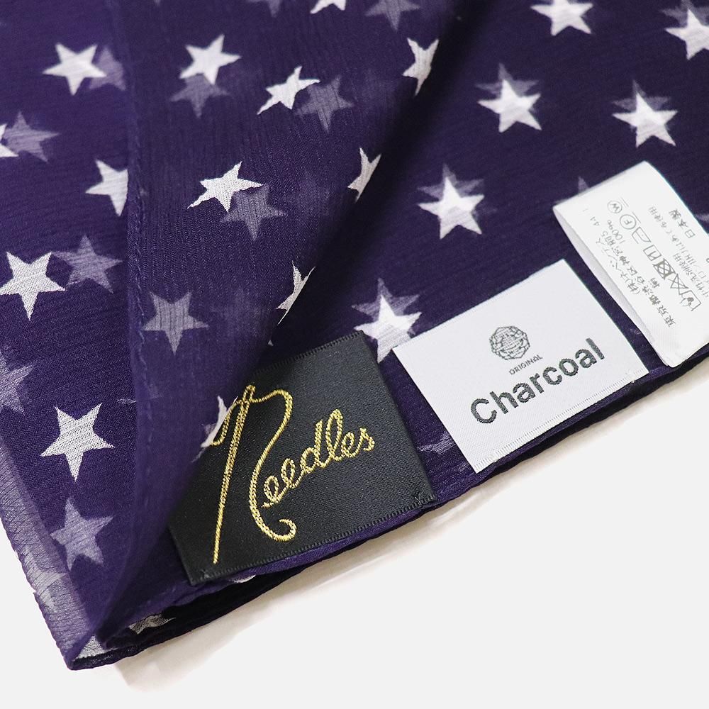 Needles（ニードルズ）〉別注 Star Silk Crepe Scarf - Charcoal