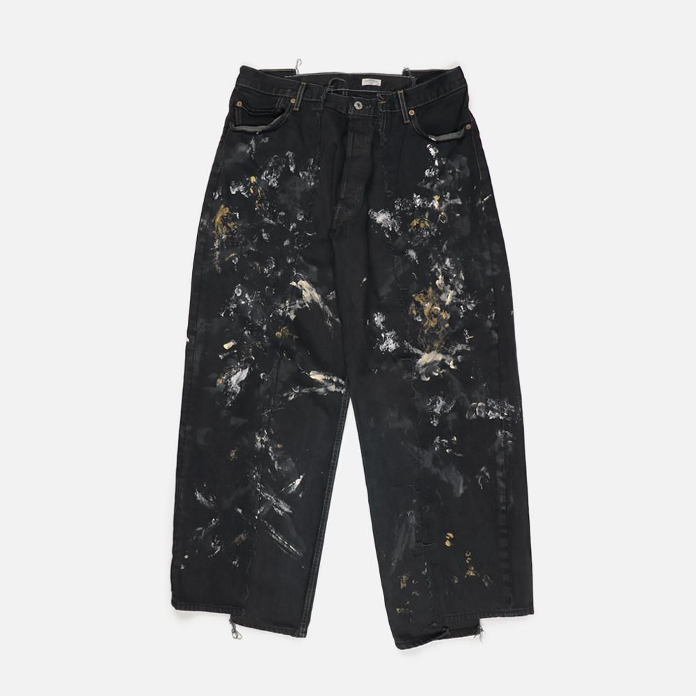 OLD PARK（オールド パーク）〉 Painted Baggy Jeans BK - Charcoal